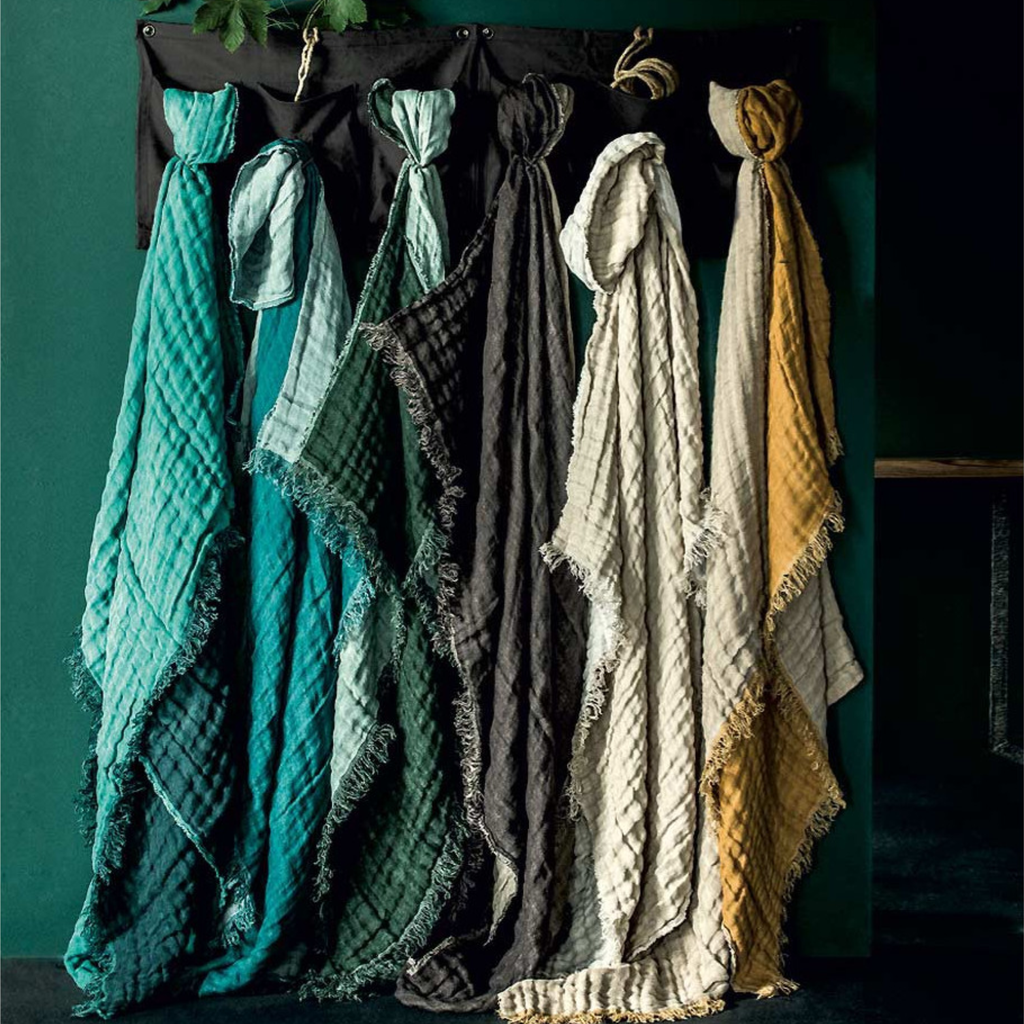 Haomy - BAYA - Plaid charbon/naturel
