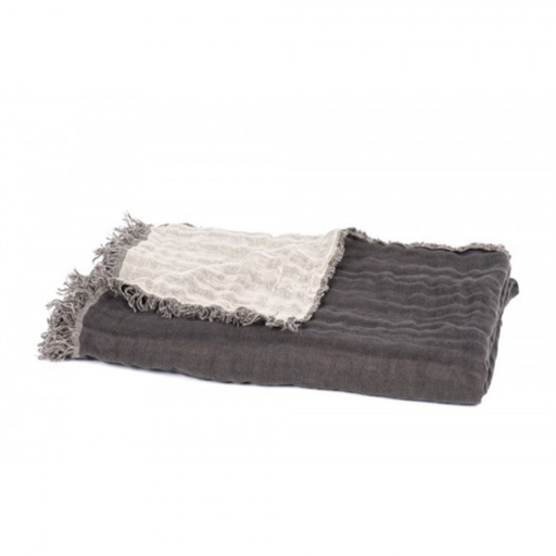 Haomy - Plaid charbon/naturel "BAYA"