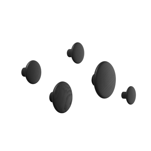Muuto - Set de 5 patères en bois noir "DOTS"