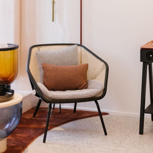 Miniforms - Fauteuil en bois noir et cannage "COLONY"